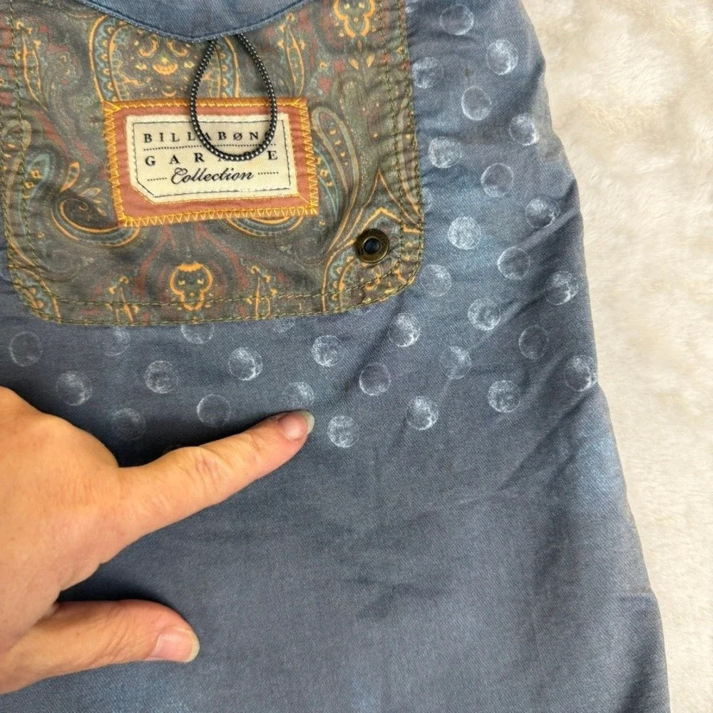 Billabong‎ Board Shorts Men Size 33 Blue Paisley Pocket Swim Trunks